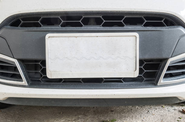 istock Closeup license plate at the in front of car 961690204