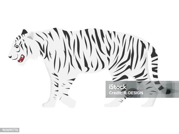 Illustration Of White Tiger Stock Illustration - Download Image Now - Animal, Animal Body Part, Animal Head