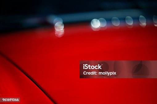 istock Car Vehicle Hood Close-up Smooth Red Colour Bonnet 961691066