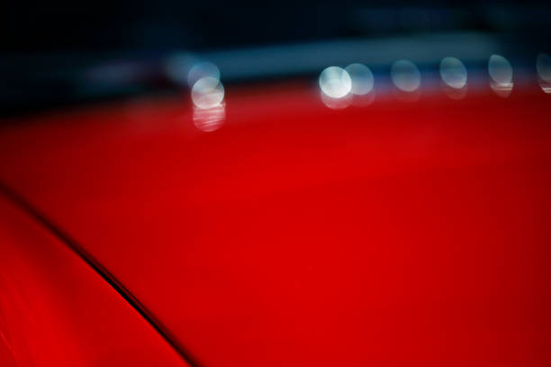 Car Vehicle Hood Close-up Smooth Red Colour Bonnet stock photo