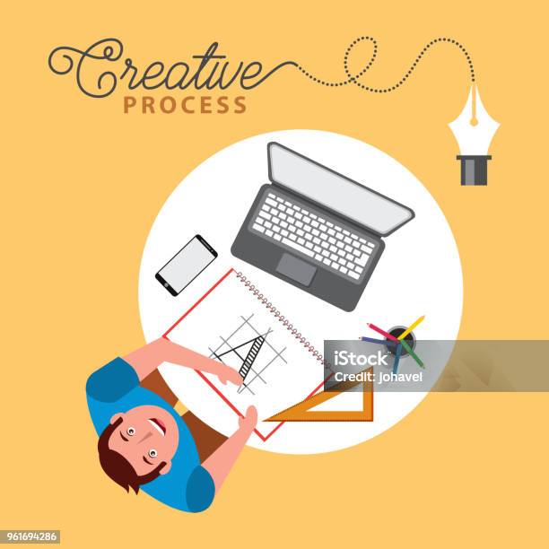 People Working Creative Process Stock Illustration - Download Image Now - Adult, Artist, Business