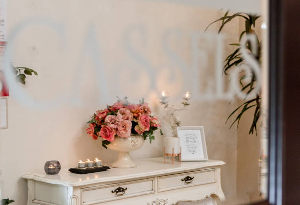 istock Shot of wedding reception dinner table decoration 961696678
