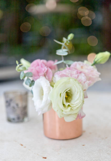 istock Shot of wedding reception dinner table decoration 961696698