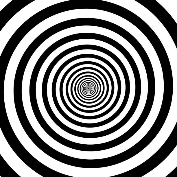 Black and white hypnotic spiral Black and white hypnotic spiral concave stock illustrations