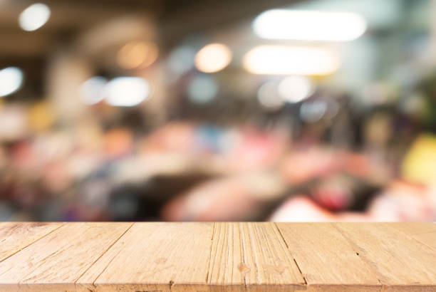 istock Empty wooden table in front of abstract blurred background of bokeh light . can be used for display or montage your products.Mock up for display of product 961699672