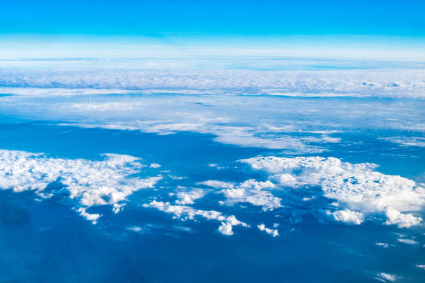 istock Blue sky and Cloud Top view from airplane window,Nature background 961701924