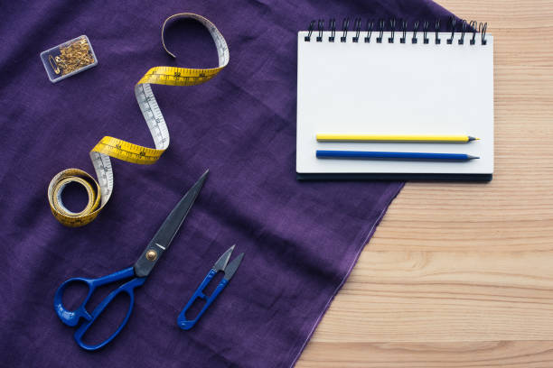 istock top view of table with sewing tools over purple fabric 961705628