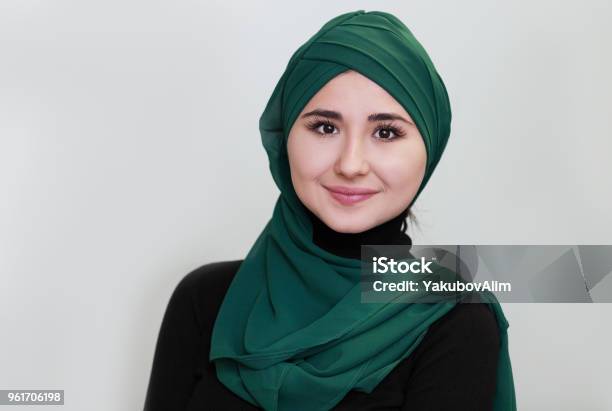 Smiling Young Muslim Woman In Scarf Stock Photo - Download Image Now - Adult, Adults Only, Arab Culture