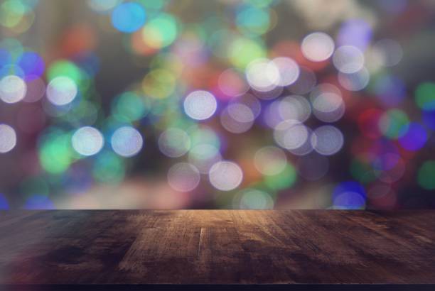 istock Empty wooden table in front of abstract bokeh background . can be used for display or montage your products.Mock up for display of product. for Christmas, new year celebration 961706730