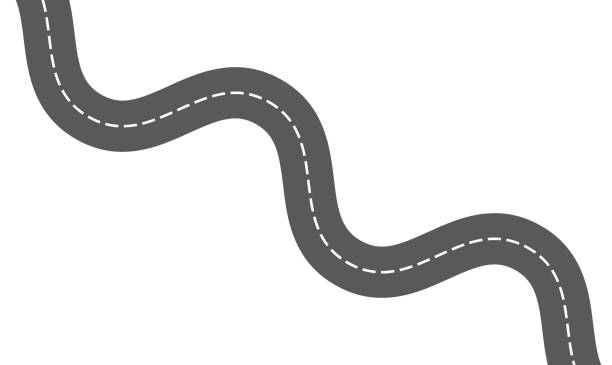 道路高速道路、アスファルトの道が白い背景で隔離 - 道のり 長い点のイラスト素材／クリップアート素材／マンガ素材／アイコン素材