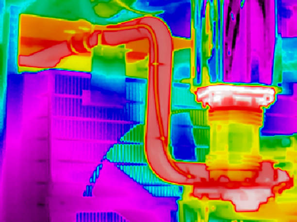 istock Thermographic image of Cooling system with different temperatures in range of colors, Purple showing cold, red showing hot. 961710894