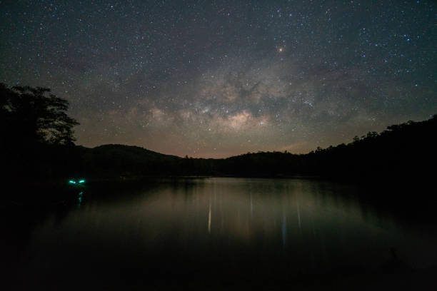 istock Milky Way band across sky over reservoir. 961715236