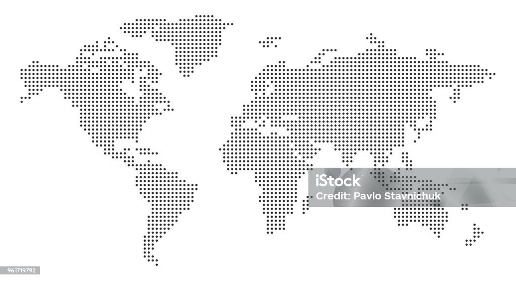 Carte du monde avec pixels - stock vector - clipart vectoriel de Planisphère libre de droits