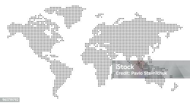 World Map With Pixels Stock Vector Stock Illustration - Download Image Now - World Map, Spotted, Map