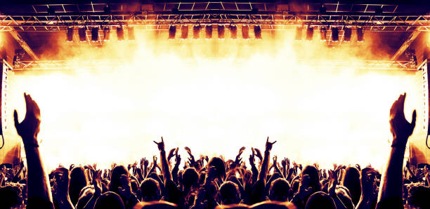 Concert hall with excited crowd