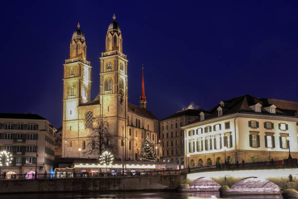 istock Church Grossmunster at night, Zurich, Switzerland 961729986