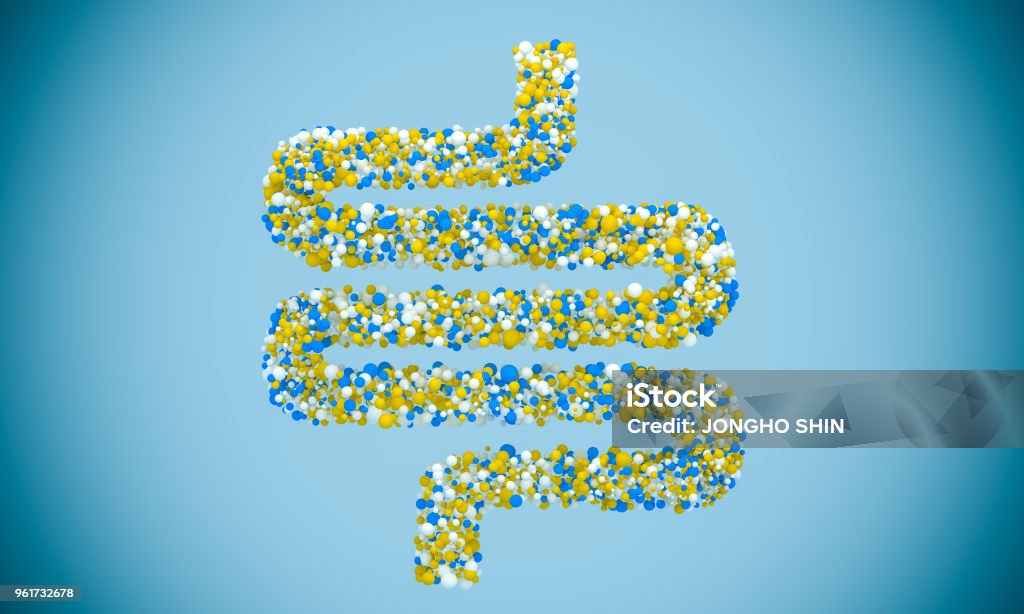 Bakterien im Dickdarm, Konzept, Repräsentation. 3D Illustration. - Lizenzfrei Darm Stock-Foto