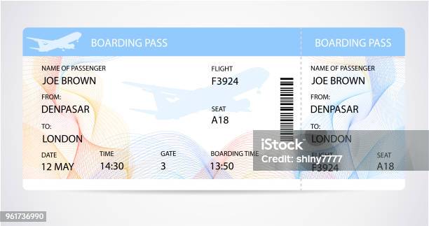 Boarding Pass Silhouette On Background Stock Illustration - Download Image Now