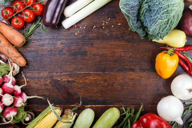 istock vegetable set.  fresh farmer's vegetables as background. 961737408