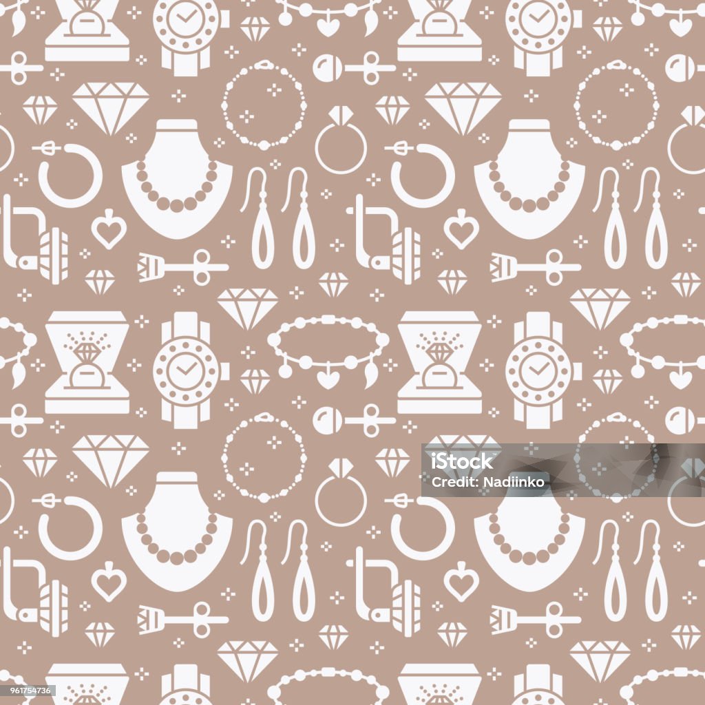 Jewelry seamless pattern, glyph illustration. Vector silhouette icons of jewels accessories - gold engagement rings, diamond, pearl necklaces, charms bracelet. Fashion repeated background Jewelry seamless pattern, glyph illustration. Vector silhouette icons of jewels accessories - gold engagement rings, diamond, pearl necklaces, charms bracelet. Fashion repeated background. Backgrounds stock vector