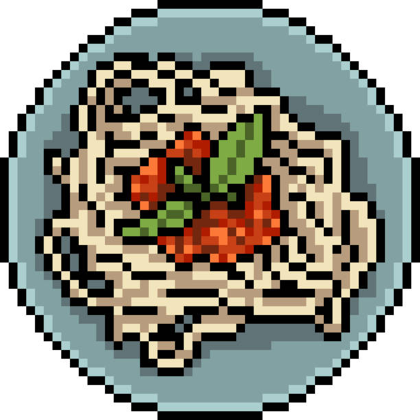 vektor pixel kunst isoliert cartoon - sweet sauce restaurant pasta breakfast stock-grafiken, -clipart, -cartoons und -symbole