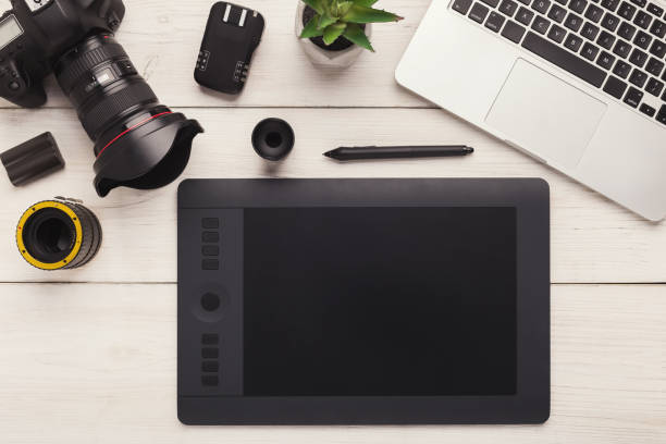 istock Designer workplace with graphic tablet and laptop 961759478