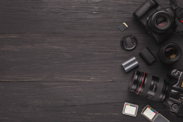 Diverse personal equipment for photographer