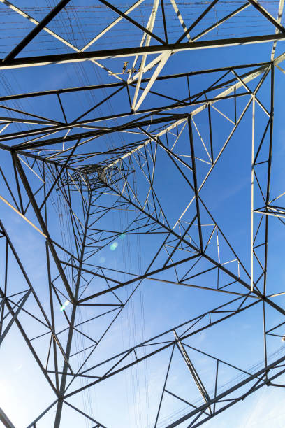 istock Underview of Structured  Metal Engineering of Overhead Electricity Pylon 961768260