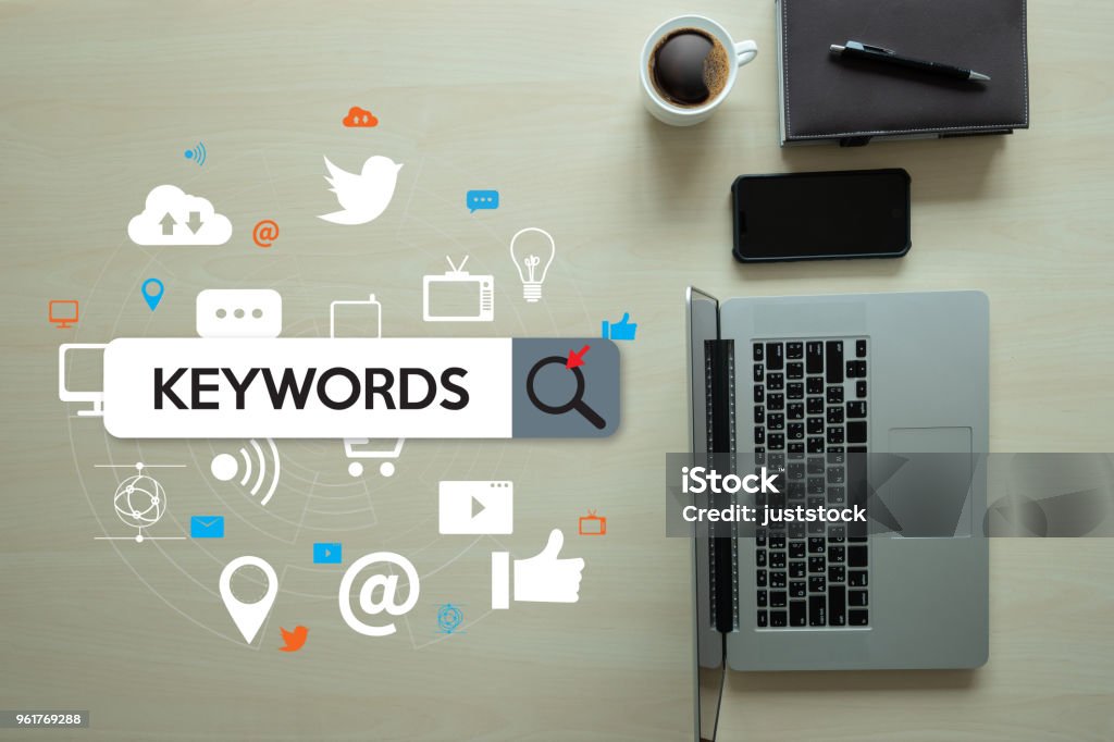 Keywords Research COMMUNICATION  research, on-page optimization, seo Dictionary Stock Photo