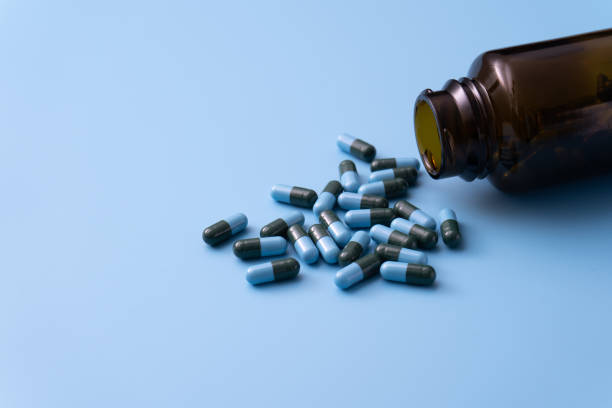 istock medicine  pills on blue background Copy space for text Assorted pharmaceutical Healthy Eating, Lifestyle 961769372