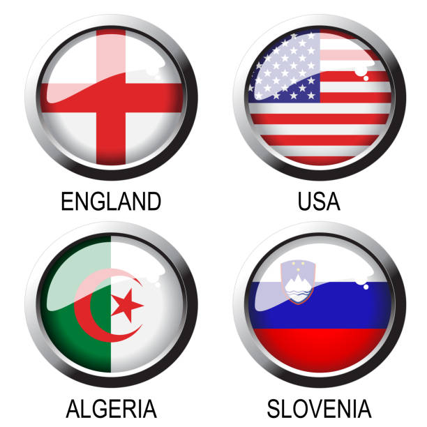 wektor - anglia, usa, algieria, słowenia - soccer soccer ball symbol algeria stock illustrations