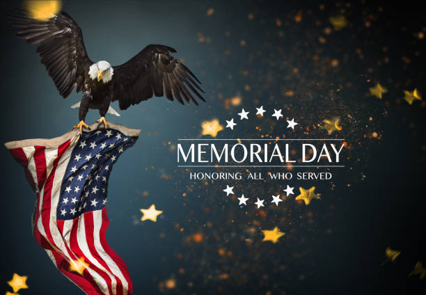 istock American flag with the text Memorial day 961780106