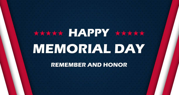 illustrazioni stock, clip art, cartoni animati e icone di tendenza di memorial day - ricorda e onora. con bandiera usa. illustrazione vettoriale eps10 - american culture us memorial day blue red