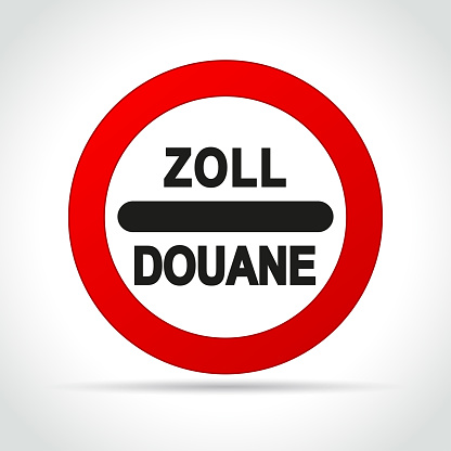 Illustration of zoll douane sign on white background
