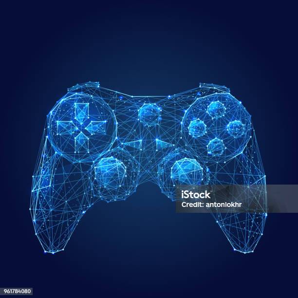Joystick Low Poly Blue Stock Illustration - Download Image Now - Leisure Games, Match - Sport, Video Still