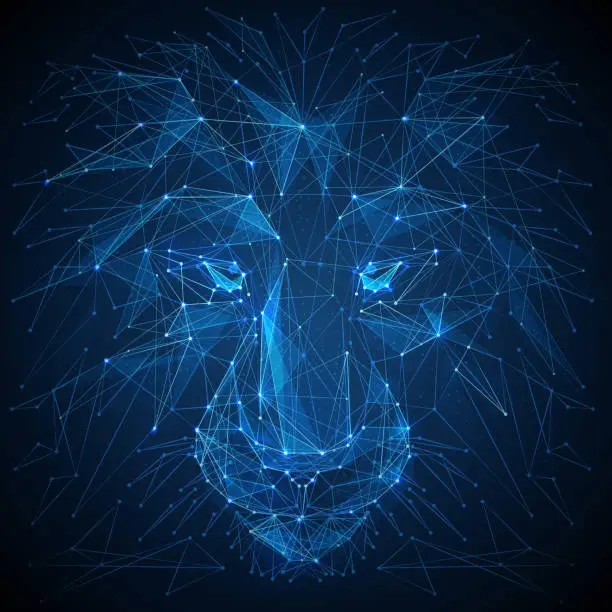 Vector illustration of Lion low poly blue vector illustration