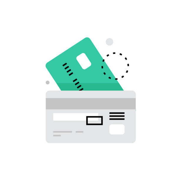 Credit Cards Monoflat Icon Modern vector icon of credit cards image with details and validation information. Premium quality vector illustration concept. Flat line icon symbol. Flat design image isolated on white background. expiry date icon stock illustrations