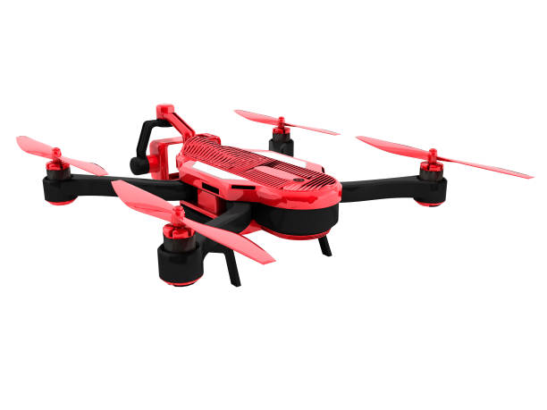 istock Modern red dot drone red with black insets at the back 3d render on white background no shadow 961789756