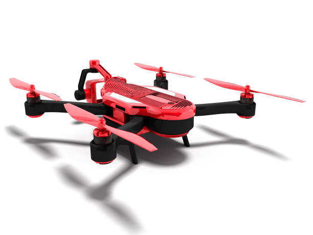 istock Modern red dot drone red with black insets at the back 3d render on a white background with shadow 961794210