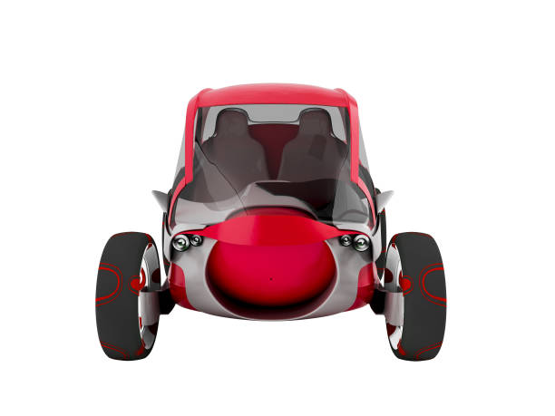 istock Modern electric car for travel on sidewalks red with gray insets 3D render on white background no shadow 961795242