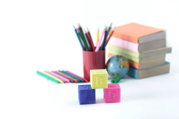 blurred image of school supplies .photo with copy space.