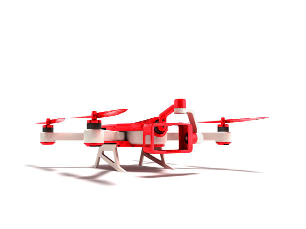 istock Modern red quadrupter with an insertion of an action camera 3D rendering on white background with shadow 961798620