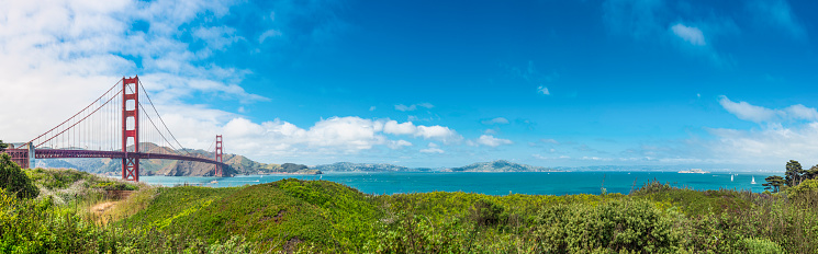 Panorama of Golden Gate Bridge and its surroundings