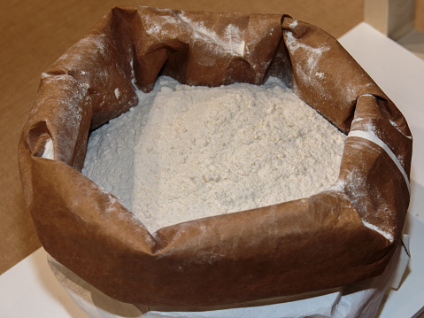 White Flour inside Paper Sack for Aliment