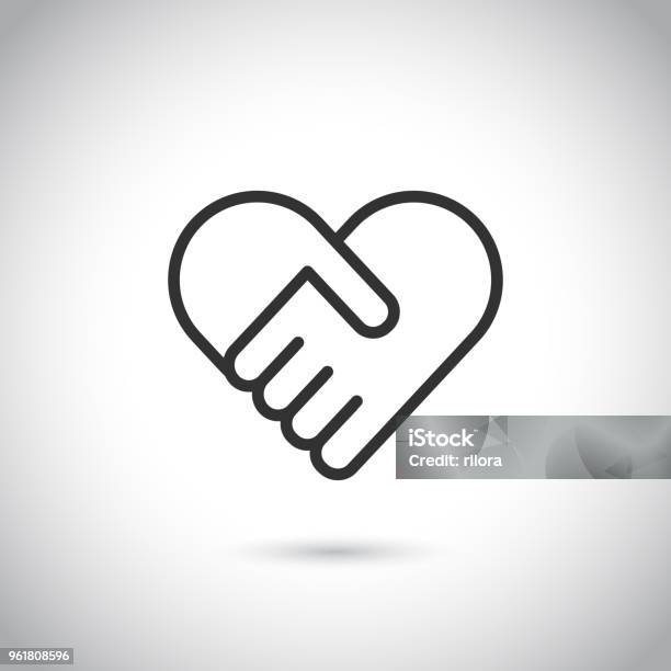 Two Hands In Shape Of Heart Vector Modern Thin Line Icon Stock Illustration - Download Image Now