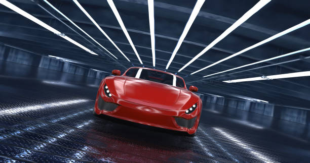 istock Generic Luxury concept sports car 3d model in a showroom 961808682
