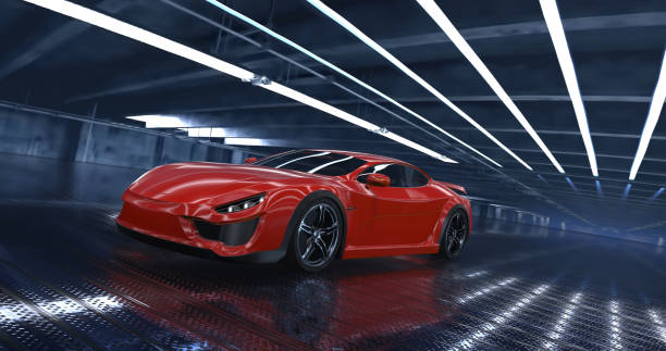 istock Generic Luxury concept sports car 3d model in a showroom 961808690