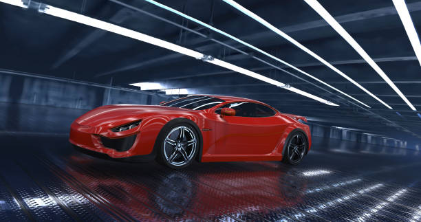 istock Generic Luxury concept sports car 3d model in a showroom 961808694