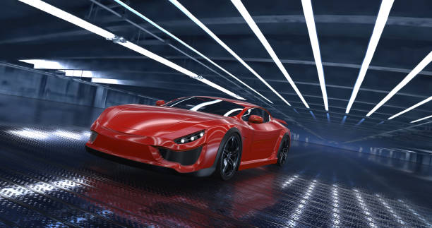 istock Generic Luxury concept sports car 3d model in a showroom 961808696