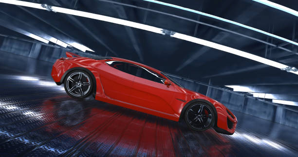 istock Generic Luxury concept sports car 3d model in a showroom 961808780